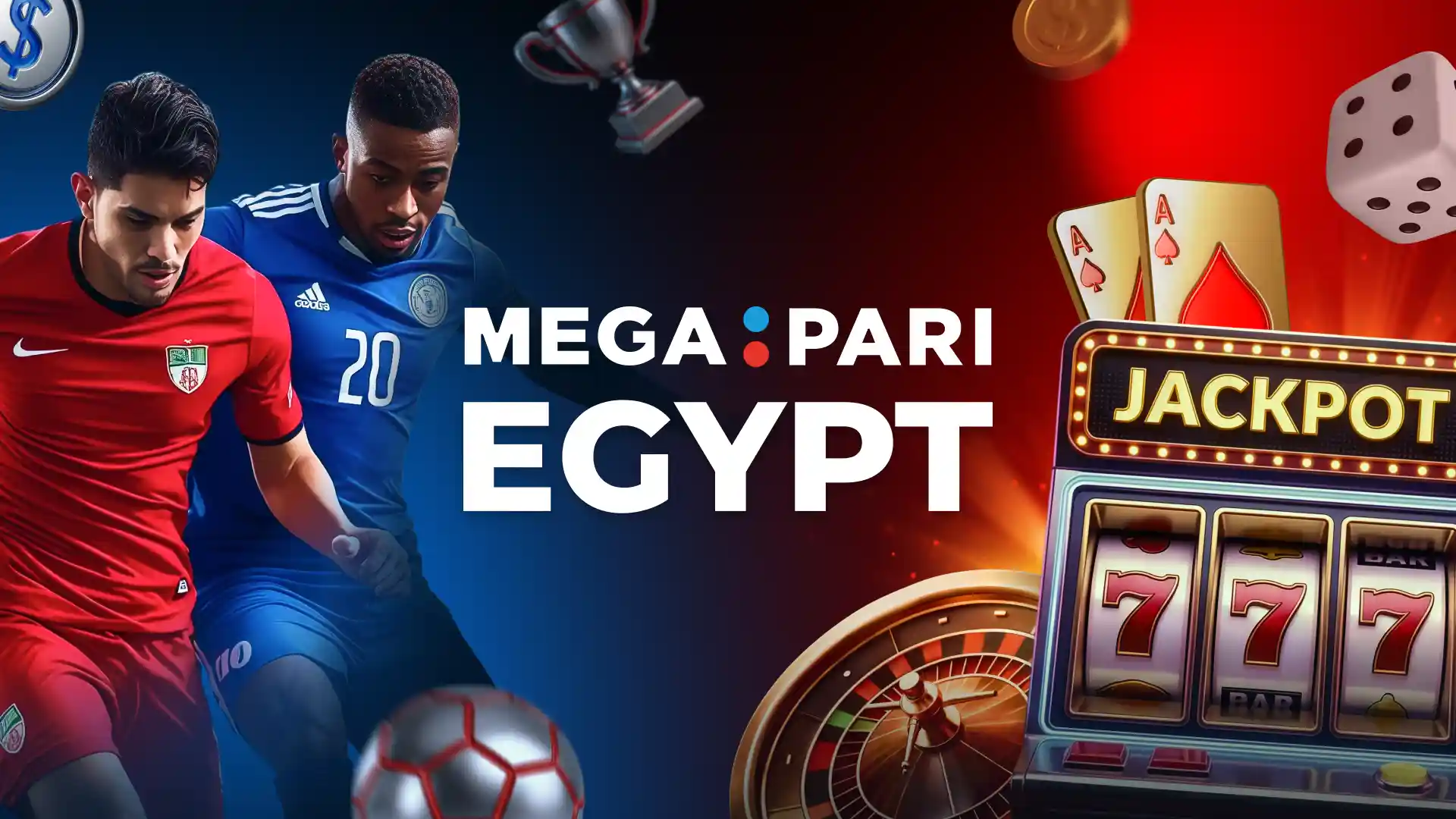 لاعبو كرة قدم مع ألعاب كازينو يرمزون إلى المراهنات الرياضية في Megapari مصر